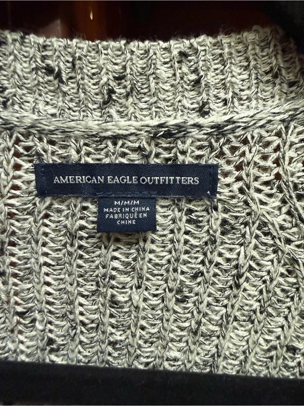 American Eagle Gray & Black Cardigan Sweater